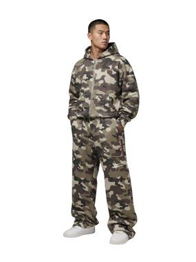 Loiter Camo Wide Leg Sweatpants - Men's Medium - Pink Logo & Back Graphic
